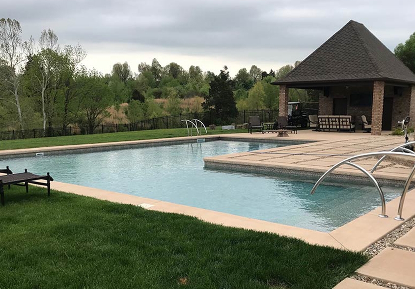An outdoor in-ground pool