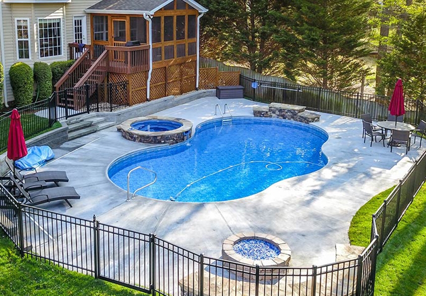 An outdoor in-ground pool